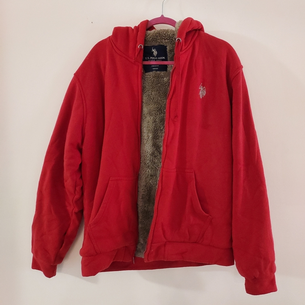 Faux fur lined US Polo Assn. zip up hoodie